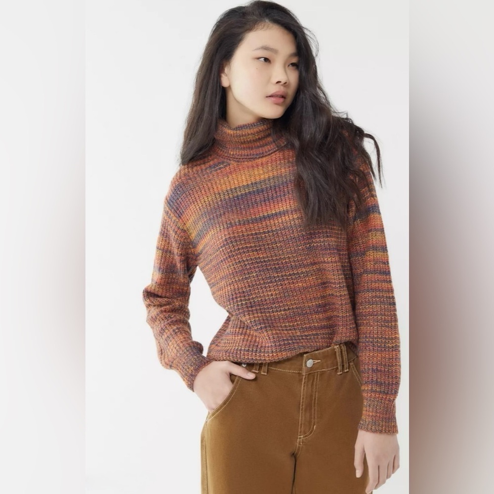 Women’s Urban Outfitters Space-Dyed Colorful Knit Turtleneck Sweater Size XS